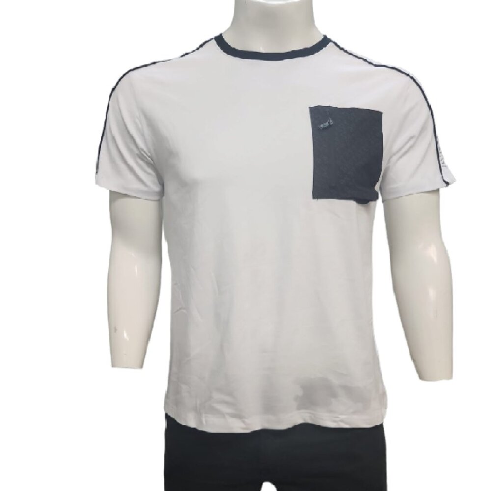DKNY ​Logo Zip Pocket Men's Short Sleeve Crew Neck T Shirt White S-M-L-XL